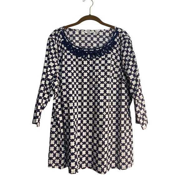 Liz Claiborne, Quarter Sleeve Blouse, Multicolor, Women's L - Picture 1 of 5